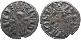 Portugal D. Afonso II (1211-1223) Dinheiro A: PORTUGALIE R: REX ALFOSVS Ag: 01.06 Rare; Very Fine 0,31 g. MBC