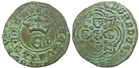 Portugal D. Duarte I (1433-1438) Real Branco Lisboa Escudete central cercado de aneletes Ag: 03.02 3.47 g. MBC