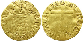 Portugal D. João III (1521-1557) Cruzado Calvario A: IOA : III :. POR : ET : AL :. R . R: IN : HOC : S IGNO :. VINC+ AG: 176. Var. 3,16 g BC+