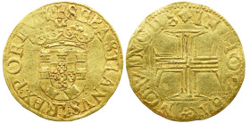 Portugal D. Sebastião I (1557-1578) 500 Reais A: SEBASTIANVS : I REX : PORTVG R: IN : HOC : SIGNO : VINCES AG: 57.04 3,82g MBC +