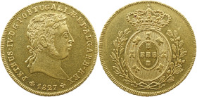 Portugal D. Pedro IV (1826-1828) Half peça Lisboa 1827 AG: 08.01 7.16g BELA+