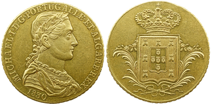 Portugal D. Miguel I (1828-1834) Peça (7500 Reis) 1830 AG: 16.01 14.32 g BELA