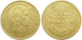 Portugal D. Pedro V (1853-1861) 2000 réis 1859 AG: 11.02 3.51 g MBC+