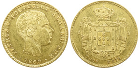 Portugal D. Pedro V (1853-1861) 2000 réis 1860 AG: 11.03 3.52 g BELA