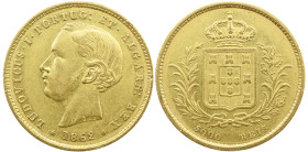 Portugal D. Luís I (1861-1889) 5000 réis 1862 AG: 15.01 8,83g MBC+