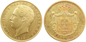 Portugal D. Luís I (1861-1889) 10000 réis 1888 AG: 17.15 17,69 g MBC+
