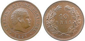 Portugal D. Carlos I (1889-1908) 10 Réis 1891 AG: 02.01 6,03g SOBERBA