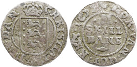 DENMARK Christian V (1670-1699). 2 Skilling (1677). Obv: CHRISTIAN V D G DAN. Crowned coat of arms. Rev: NORV VAN GOT REX / II SKILL DANS. Legend, dat...