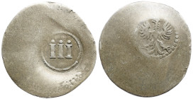 OLD GERMAN TERRITORIES Aachen, city. Protestant. Interregnum 1585-1597. 3 Mark undated(1597) 1,92g Blinde Bausche" countermark eagle/ value number iii...