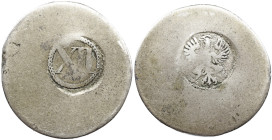 OLD GERMAN TERRITORIES Aachen, city. Extremely Rare Protestant. Interregnum 1585-1597. 12 Mark undated(1597) 4,20g Blinde Bausche" countermark eagle/ ...