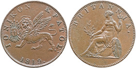 Greece - Ionian Islands British Administration, 1809-1863. 2 Lepta (1/2 Obol), 1819 (KM31). A lustrous example with uniform brown patina and sharp str...