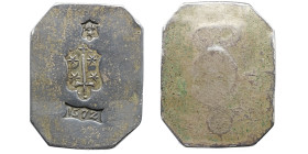 LOW COUNTRIES, Haarlem. AR Halve daalder Klippe. Siege issue. Emission of 21 December 1572. City coat-of-arms; three stars stamp above; 1572 stamp bel...