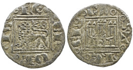 SPAIN, Castile & León. Alfonso X el Sabio (the Learned). 1252-1284. Obol , Burgos Mint , 0.52 g. Castle within double square border / Lion standing le...