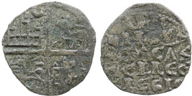 Kingdom of Castile and León. Alfonso X (1252-1284). Six-line money. (Baptist-368). See. 0.76 g. Mint mark crescent in the first quadrant.