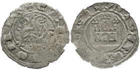Kingdom of Castille and Leon. Alfonso X (1252-1284). No mint. Maravedí prieto or money, 1256. Fleece. Legend: ALF REX CASTEL and ET LEGIONIS. Crescent...
