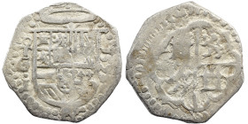 Spain Toledo, Spain, cob real, 1593 date to right, mintmark oTCi to left. 3,33 grams.Very bold full shield and date,