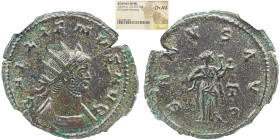 NGC Imperio Romano GALIENUS (253-268). Antoniniano. Roma. NGC CH-AU Obv: GALLIENVS AVG. Busto irradiado e com couraça à direita. Rev: SALVS AVG. Salus...