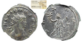 NGC Imperio Romano GALIENUS (253-268). Antoniniano. Roma. NGC CH-AU Obv: GALLIENVS AVG Busto irradiado e com couraça de Galieno à direita. Rev. PAX AV...