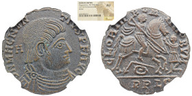 NGC Imperio Romano MAGNENTIUS (350-353). Sim. Imitação contemporânea de Lugdunum. NGC AU Obv: D N MAGNENTIVS PF AVG. Busto à direita com a cabeça desc...