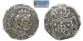 PCGS India Portuguesa D. João V - Rupia 1726 - PCGS VF Details Environmental Damage - AG: 76.02 RARA A: IOAN NESV R: 600 ESCUDO GA