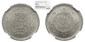 NGC Portugal 100 réis 1900 D. Carlos I NGC MS 66