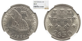 NGC Portugal Republica 2$50 1969 NGC MS - 67