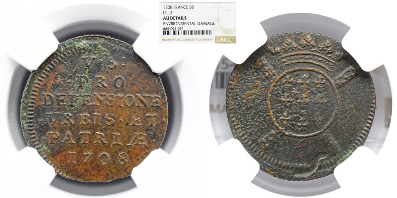 NGC FRANCE Royal. temp. Louis XIV le Roi Soleil (the Sun King). 1643–1715. CU V ...