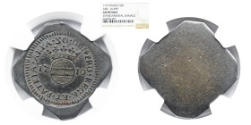 NGC FRANCE Aire. Marechal de Goesbriant Siege Klippe 50 Sols 1710 NGC AU Details , KM16.1, Vanhoudt-758 (R2). An alluring Spanish War of Succession ob...