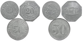 Emergency money Germany 1914-1924 50 Pfennig 1918 - Nagold 20 Pfennig 1917 - Rastatt 10 Pfennig 1917 - Lambrecht