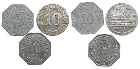 Emergency money Germany 1914-1924 10 Pfennig o.J. - Rosenheim 5 Pfennig 1918 - Gaildorf 10 Pfennig 1919 - Frankenthal