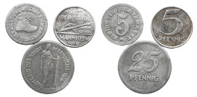 Emergency money Germany 1914-1924 5 Pfennig 1919 - Pirmasens 25 Pfennig 1919 - Mannheim 5 Pfennig 1919 - Mannheim