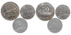 Emergency money Germany 1914-1924 Germany. Braunschweig AD 1918. 50 Pfennig 1918 10 Pfennig 1918 10 Pfennig 1920