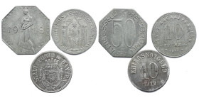Emergency money Germany 1914-1924 50 Pfennig 1918 - Heilbronn 10 Pfennig 1917 - Fürth in Bayern 10 Pfennig 1917 - Aschaffenburg