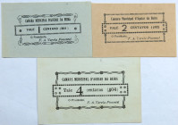 Emergency money Portugal Lote c/ 3 Cédulas Câmara Municipal d' Aguiar da Beira 1, 2 & 4 Centavos ND. MBC a Belas. Fita cola no reverso
