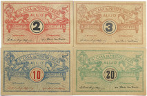 Emergency money Portugal Lote c/ 4 Cédulas Câmara Municipal de Alijó 2, 3, 10 & 20 Centavos ND. MBC a Belas