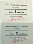 Emergency money Portugal Lote c/ 2 Cédulas Câmara Municipal de Arronches 1 & 2 Centavos ND. Belas
