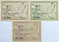 Emergency money Portugal Lote c/ 3 Cédulas Câmara Municipal de Bragança (Mercearia Lealdade) 2, 5 & 10 Centavos ND. BC a MBC