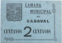 Emergency money Portugal Cédula Câmara Municipal do Cadaval 2 Centavos ND. Uniface. Bela