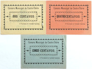 Emergency money Portugal Lote c/ 3 Cédulas Câmara Municipal de Castro Daire 2, 4 & 5 Centavos 1922. MBC a Bela