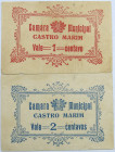 Emergency money Portugal Lote c/ 2 Cédulas Câmara Municipal de Castro Marim 1 & 2 Centavos ND. Uniface. BCs