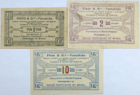 Emergency money Portugal Lote c/ 3 Cédulas Famalicão (Pinto & Cª) 1, 2 & 10 Centavos 1920. MBCs
