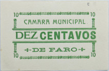 Emergency money Portugal Cédula Câmara Municipal de Faro 10 Centavos ND. Uniface. Bela+