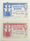 Emergency money Portugal Lote c/ 2 Cédulas Câmara Municipal do Fundão 1 & 2 Centavos 1922. Belas