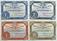 Emergency money Portugal Lote c/ 4 Cédulas Câmara Municipal de Gondomar 1, 2, 4 & 10 Centavos ND. MBC a Bela