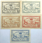 Emergency money Portugal Lote c/ 5 Cédulas Câmara Municipal de Guimarães 1, 2, 4, 5 & 10 Centavos ND. MBC a Belas