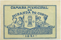 Emergency money Portugal Cédula Câmara Municipal de Miranda do Corvo 2 Centavos 1921 Bela
