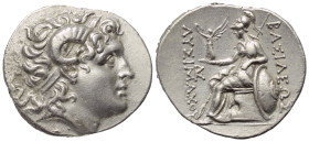 Königreich Thrakien. Lysimachos (306 - 281 v. Chr.).

 Tetradrachme (Silber). Ca. 297 - 281 v. Chr. Lampsakos (?).
Vs: Kopf des vergöttlichten Alex...
