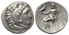 Königreich Makedonien. Alexander III. der Große (336 - 323 v. Chr.).

 Drachme (Silber). Ca. 323 - 319 v. Chr. Kolophon.
Vs: Kopf des jugendlichen ...