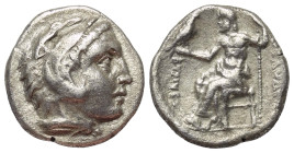 Königreich Makedonien. Alexander III. der Große (336 - 323 v. Chr.).

 Drachme (Silber).
Vs: Kopf des jugendlichen Herakles mit Löwenfell rechts.
...
