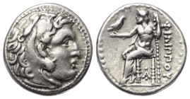 Königreich Makedonien. Philippos III. Arrhidaios (323 - 317 v. Chr.).

 Drachme (Silber). 323 - 319 v. Chr. Magnesia am Mäander.
Vs: Kopf des jugen...